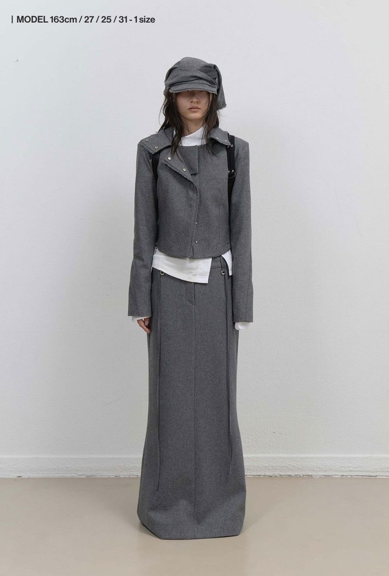 Layered Bolero Wool Jacket / Grey