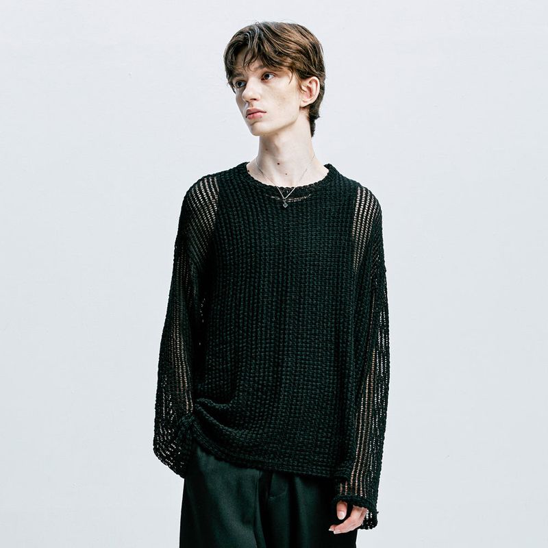S SY（エスエスワイ）の「[SET] fishnet long sleeve knit & standard fit sleeveless black（Tops）」