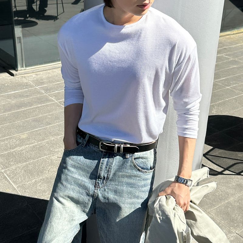 LMN Normal Soft V-neck Long Sleeve Tee (4 colors)