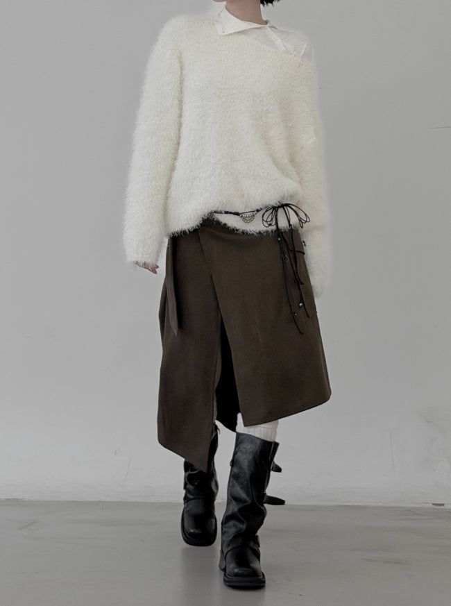 Suede Pocket Wrap Skirt