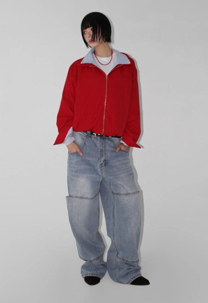 STRIPE COLLAR LAYERED JUMPER