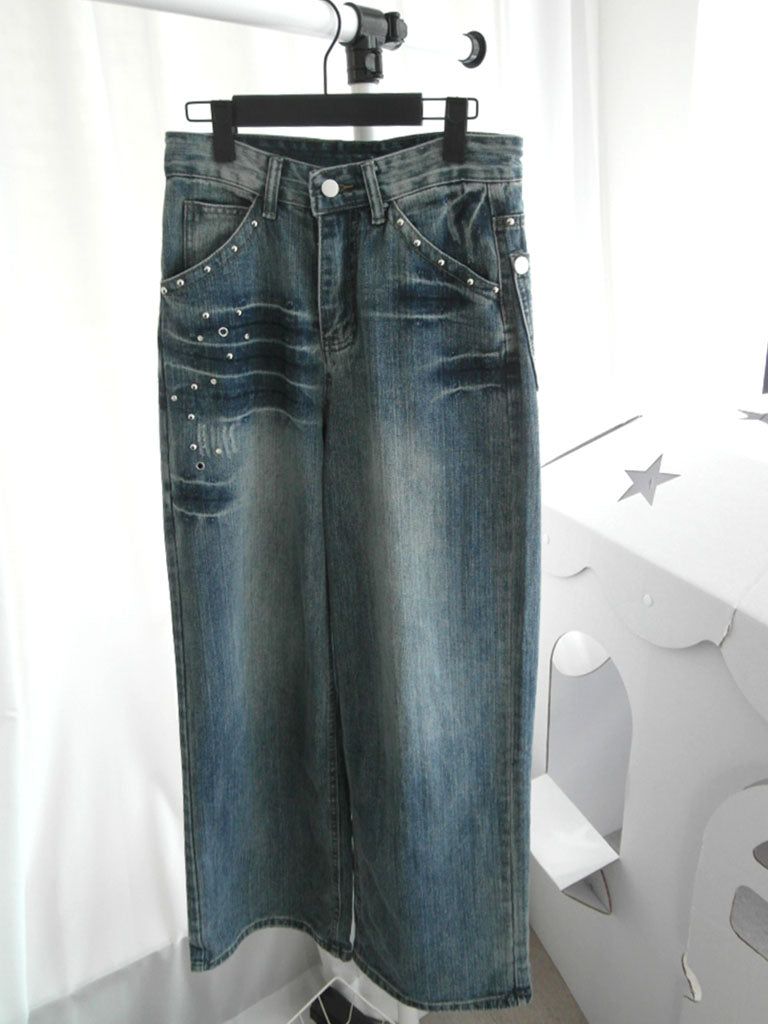 Studded denim pants