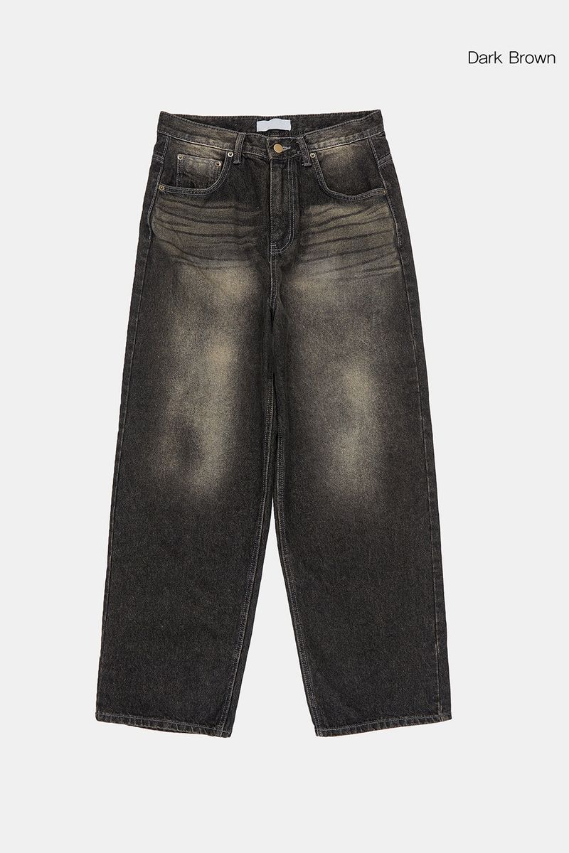 Dust oil washed denim pants