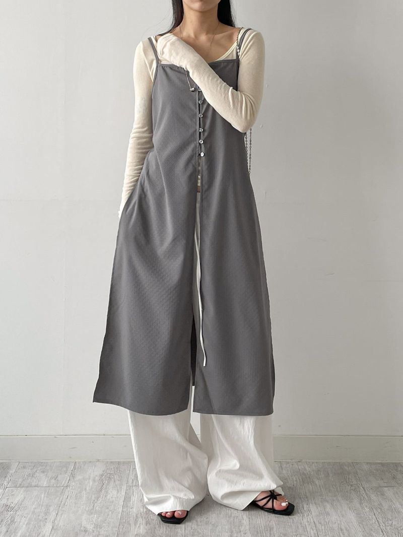 INCHANT ME（インチャントミー）の「Dot Deep Slit Layered Bustier Long One Piece（Dresses）」