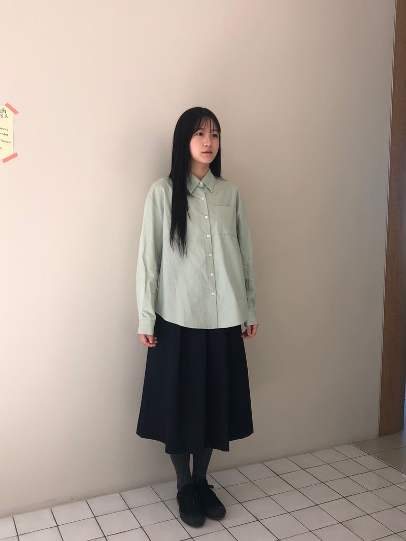 Leaf crease long skirt