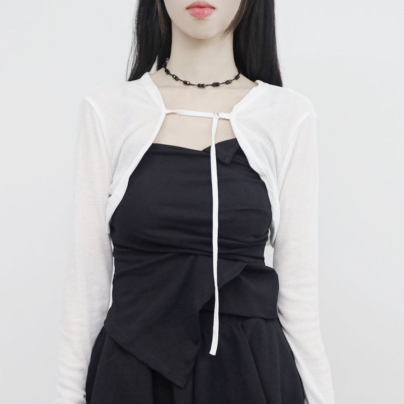 pesh string bolero + shirring sleeveless + shorts set