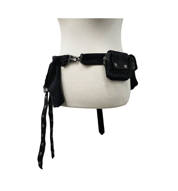 Button Strap Multi Pocket Belt Bag