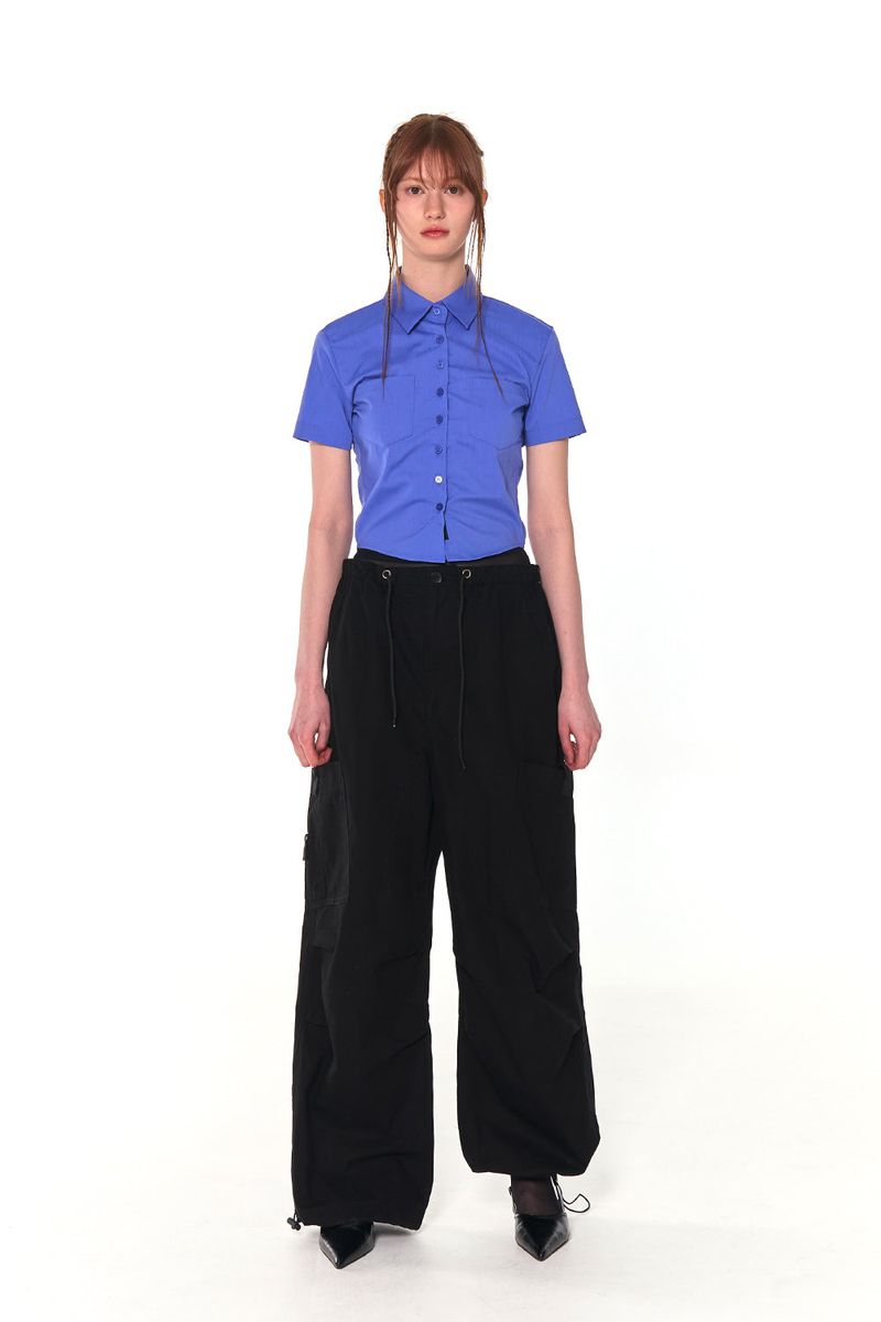 SLIM LINE CROP SHIRTS (BLUE)