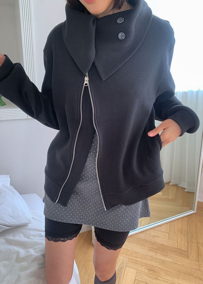 WAFFLE UNABAL ZIP-UP (2color)
