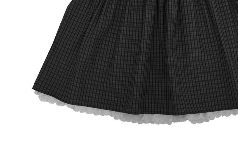 lace check midi skirt / charcoal