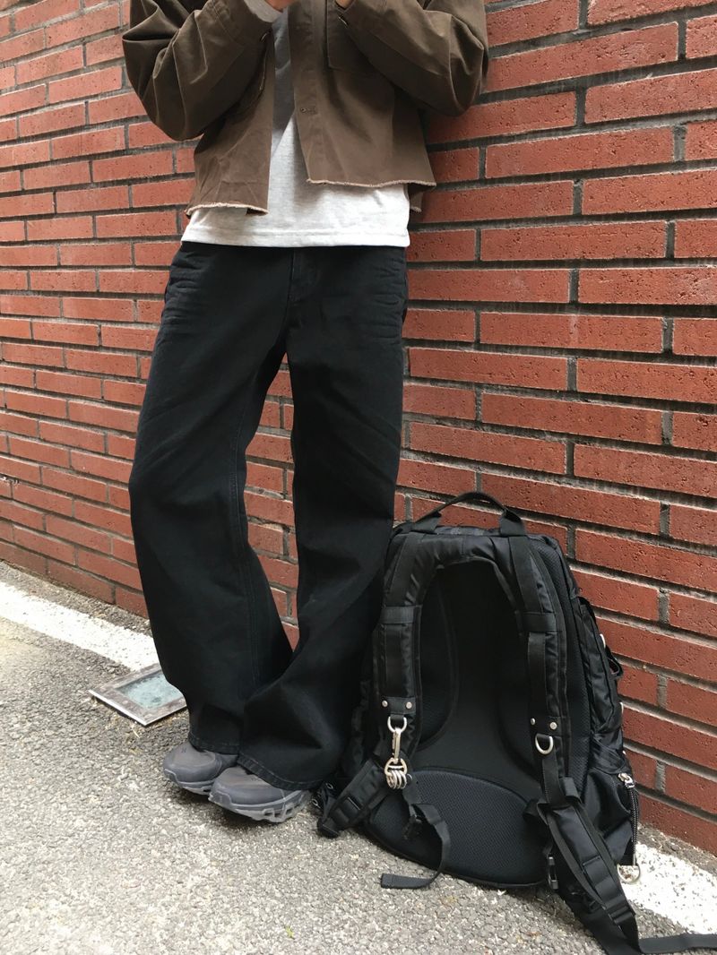Bones black embo flare denim pants