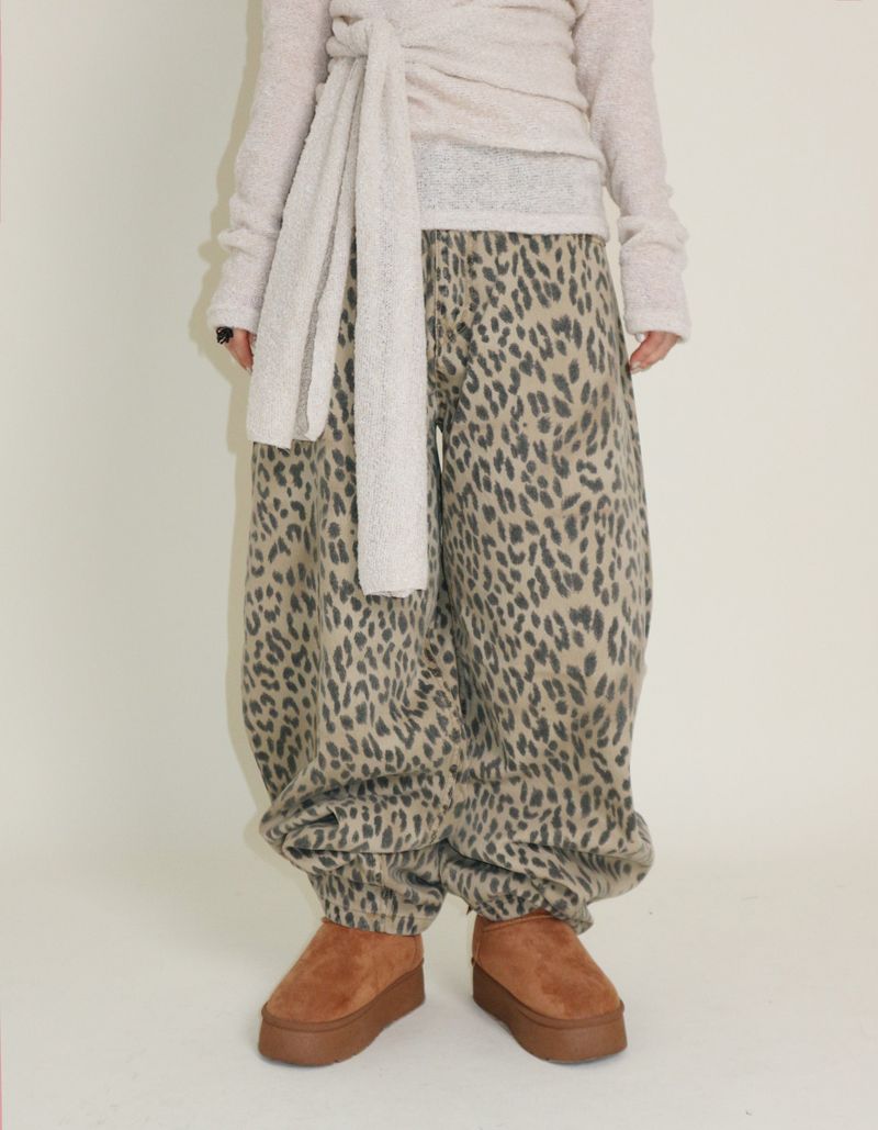 (Leopard Item) Kiya leopard printed balloon-fit wide pants