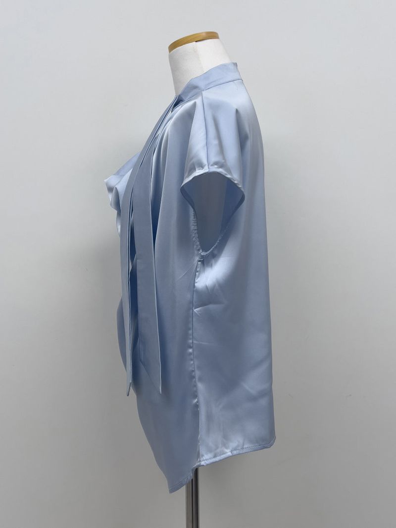 [Short Sleeve Ver.] Scott Drape Tie Blouse