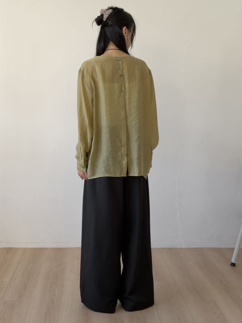Tencel Two-Way Round Neck Blouse