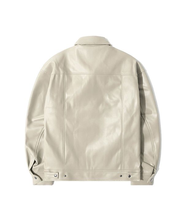LB Synthetic Leather Single Jacket (Cream)