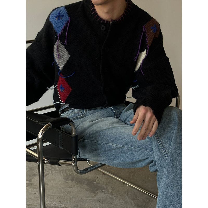 [S/S] Argyle stitch knit cardigan