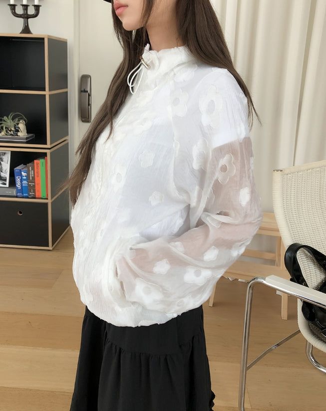 Ropin Flower See-Through Windbreaker Jumper