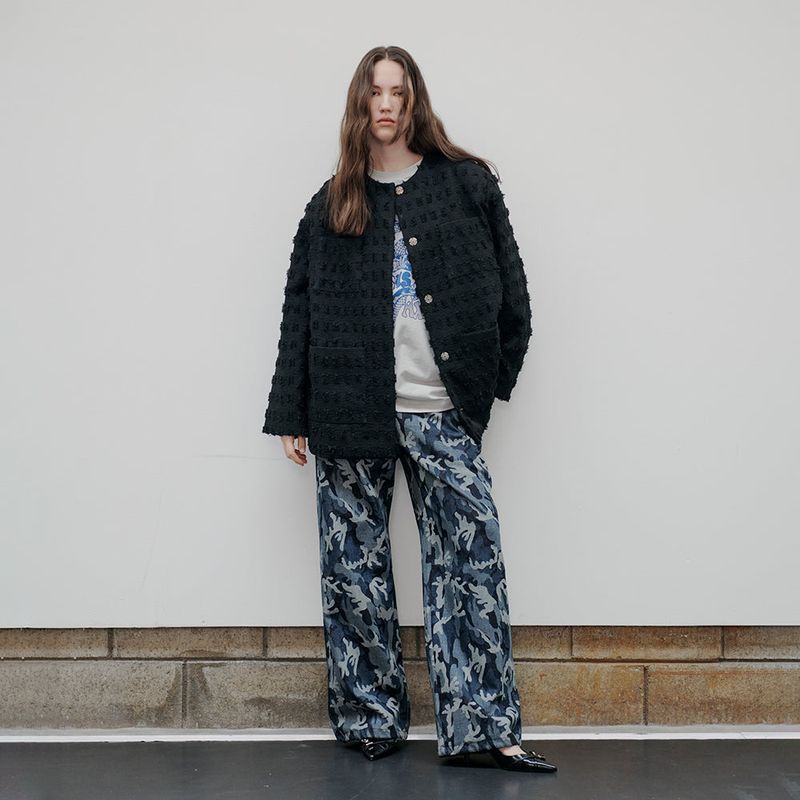 [Unisex] Over Fit Tweed Jacket Black