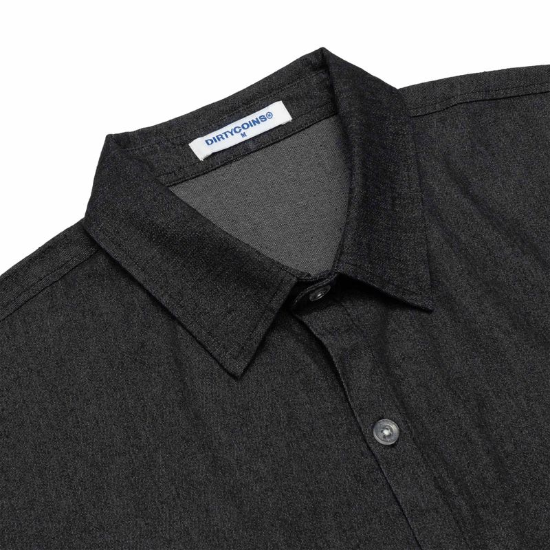 "Y" Embroidered Denim Shirt Black
