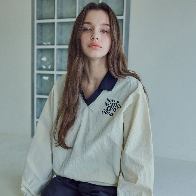 Signature Nylon Collar Sweatshirt_Ivory