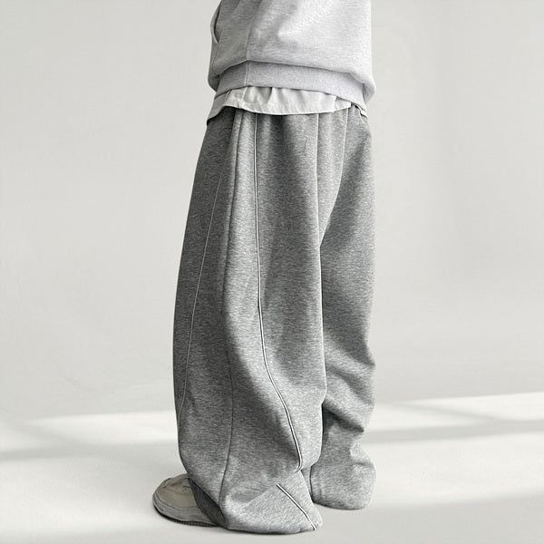Hearts waistband side pintuck hem string wide training pants (4 colors)