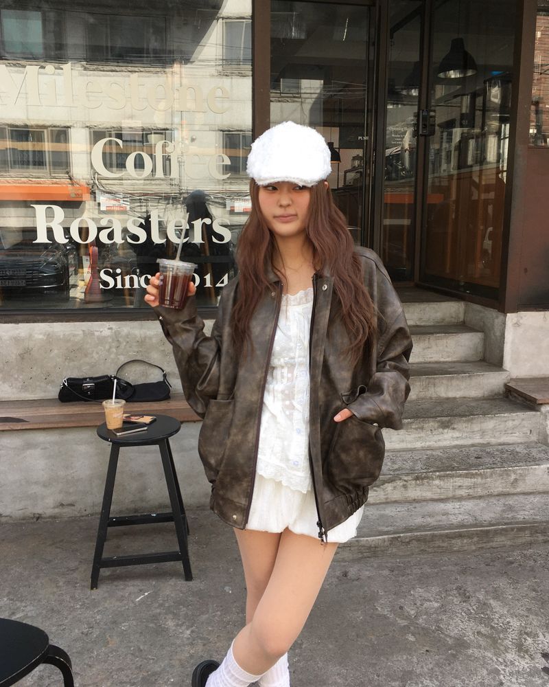 [Made] Rene leather jacket -brown