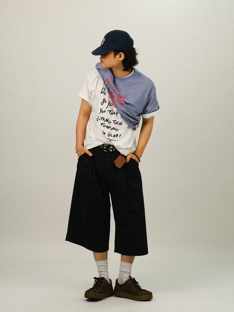 SE キャション ディープ ピンタック バミューダ パンツ