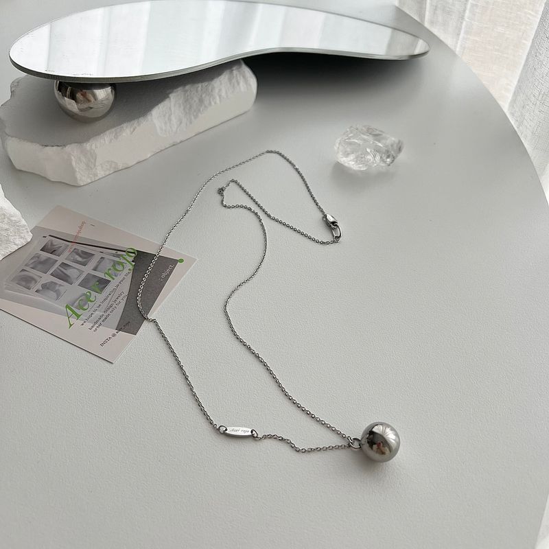 vvv Stainless Steel Bold Ball Long Coin Two Way Coin Titanium Necklace