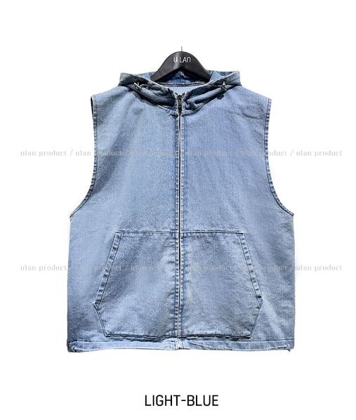 Logan denim hoodie vest