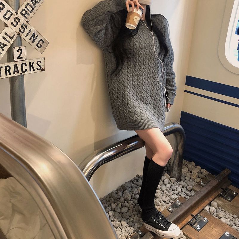 [Belied made/Cuanku] First Love Twisted Cable Knit Dress