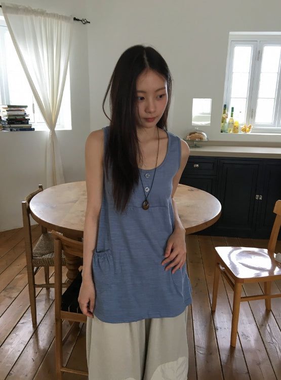 BAON（バオン）の「Fineb Button Pocket Layered Sleeveless One Piece（Dresses）」