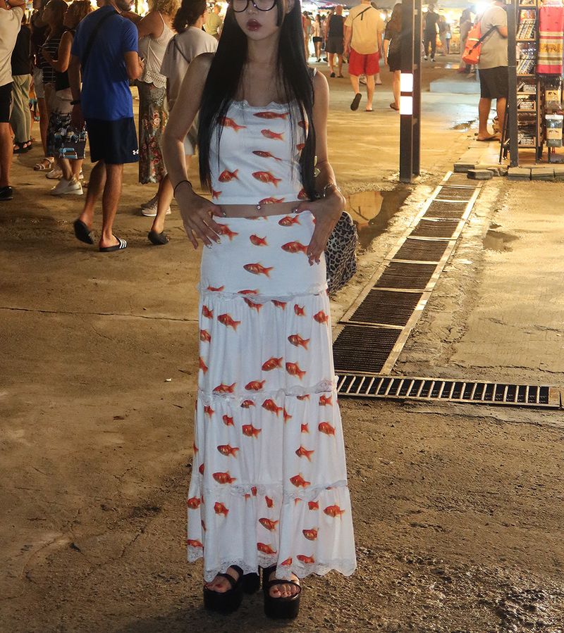 Goldfish lace cancan two-piece set