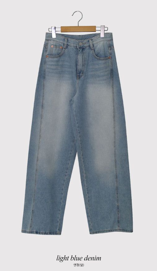 Light Blue Washing Wide Denim Pants