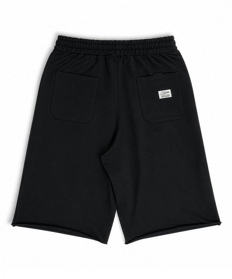 RAW-CUT WASHED BURMUDA PANTS BLACK