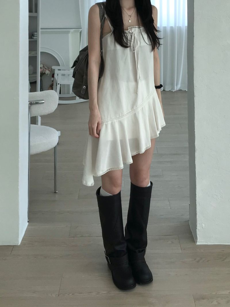 Rib Unbalanced Dress (3 colors)
