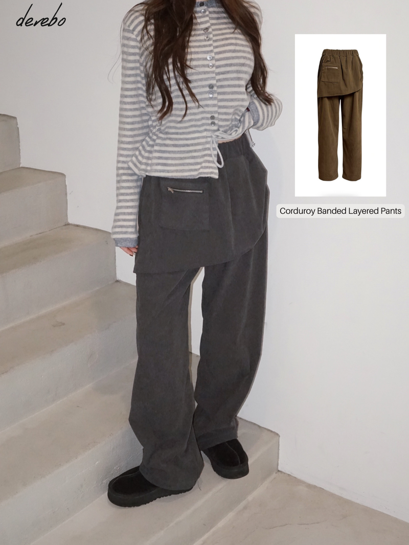 dereborujo（ドレボルゾー）の「Corduroy Banded Layered Pants（Pants）」