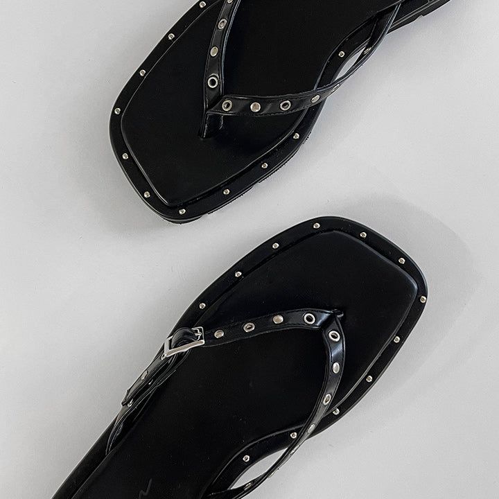 chaytin Studded Strap Thong Sandals