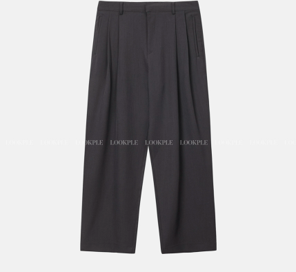 Deface Front Turtle Back Banding Wide Slacks