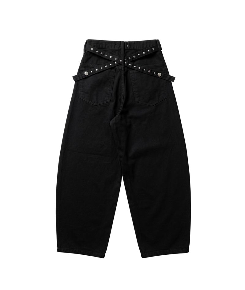 Zelda Studded Strap-Detail Cotton Pants