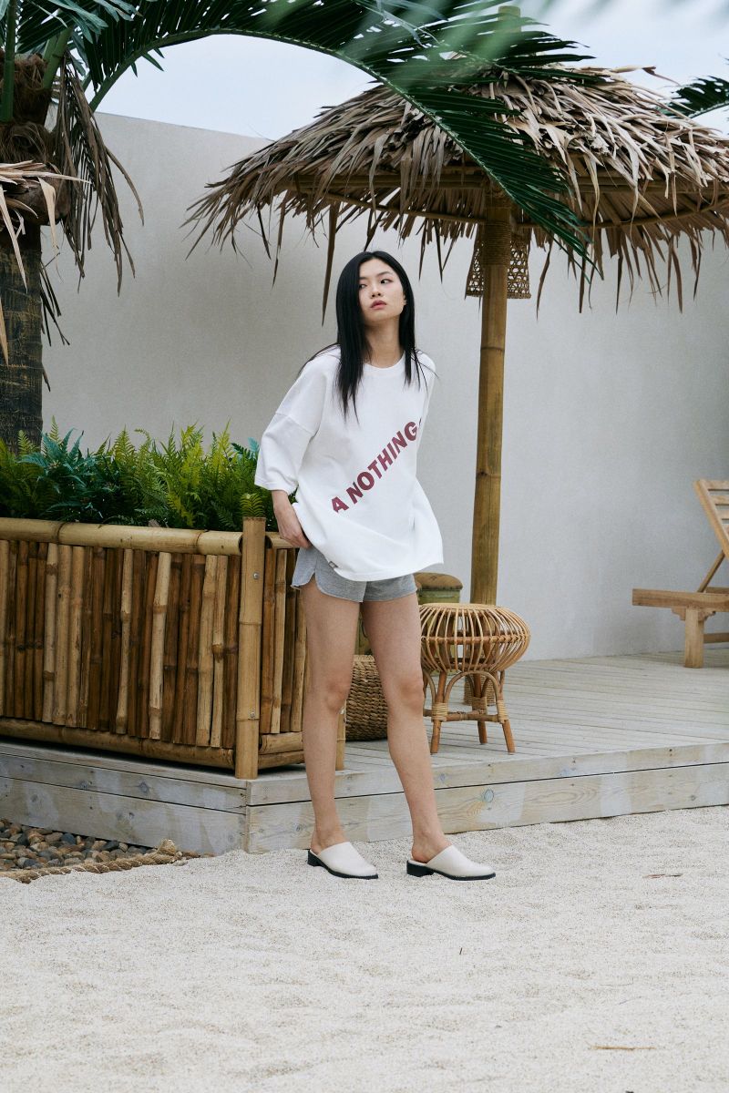 DIAGONAL PIN-KNIT 1/2 BOX TEE (Off-White)