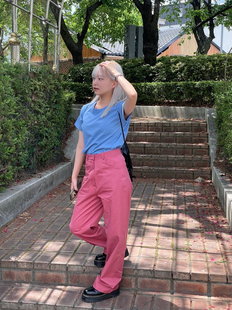 Vivid color cotton pants