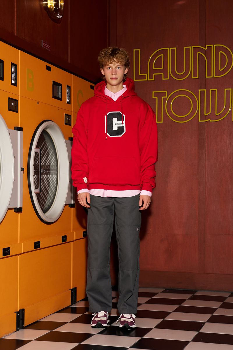 Mix C patch Hoodie / Red [Unisex]