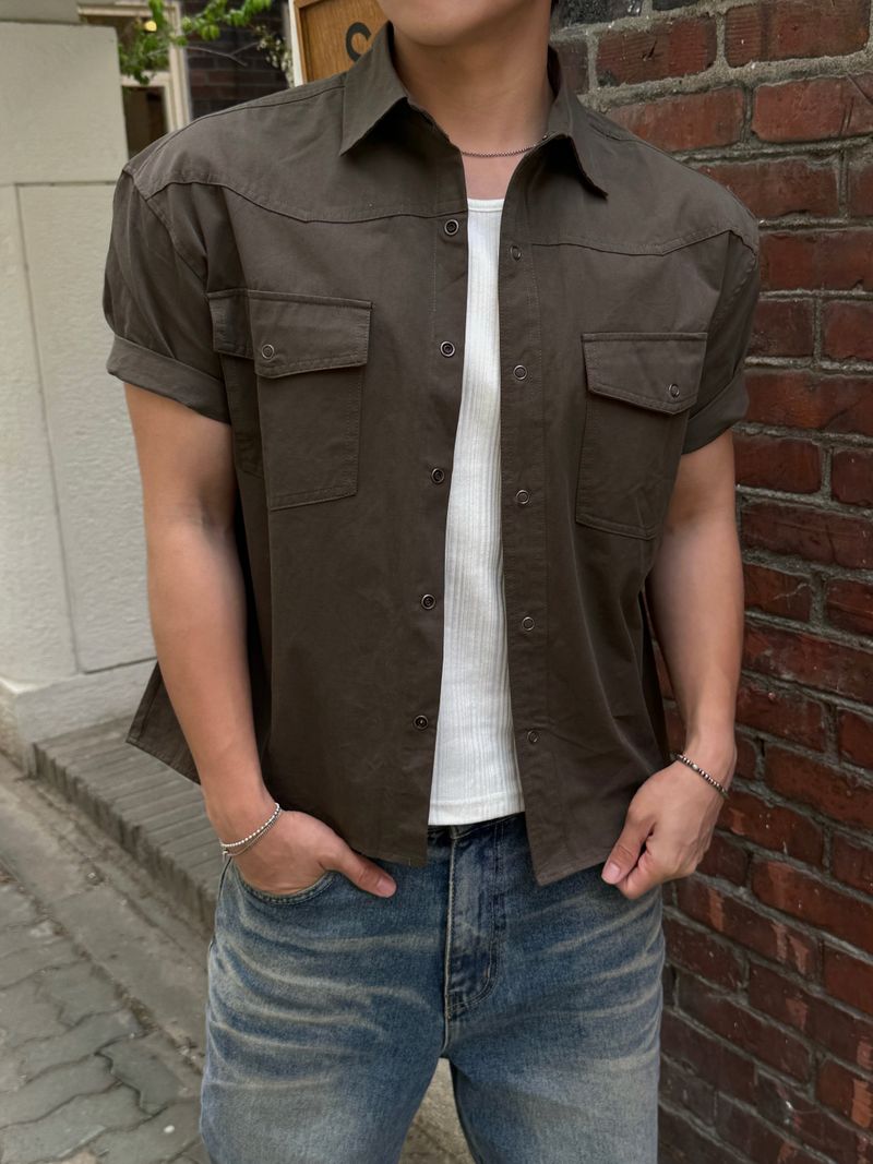 コットンウエスタンクロップドシャツジャケット