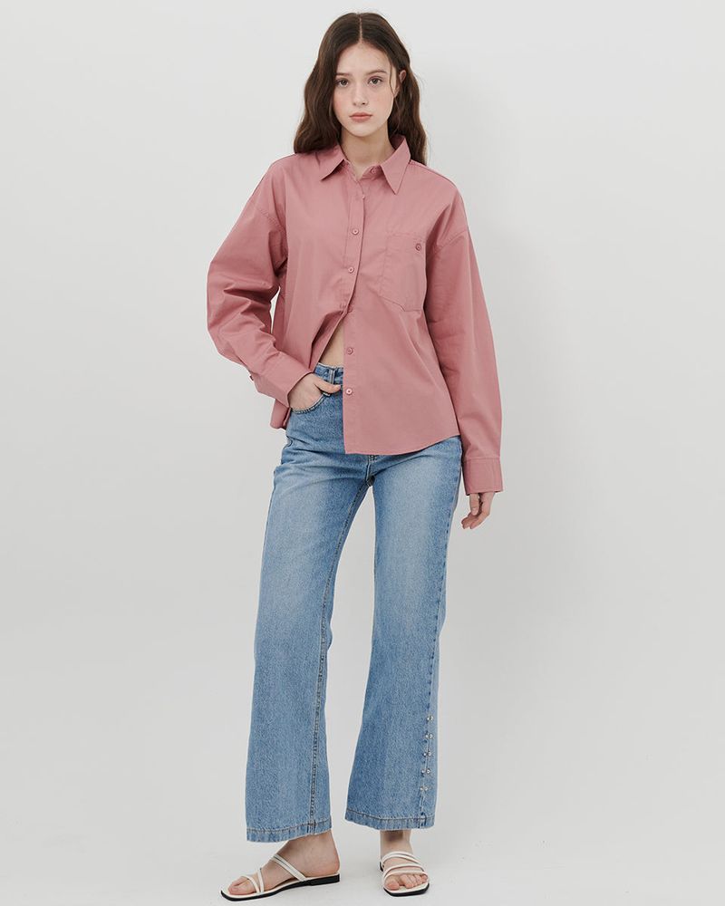 STUDS FLARED JEANS [BLUE]