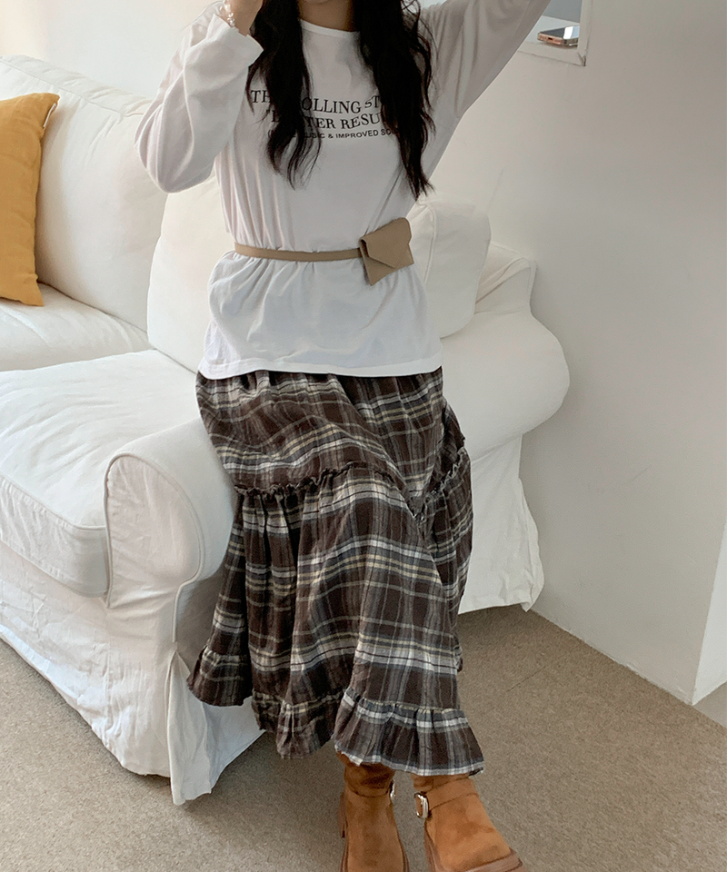 Sorbet Long Checkered Skirt