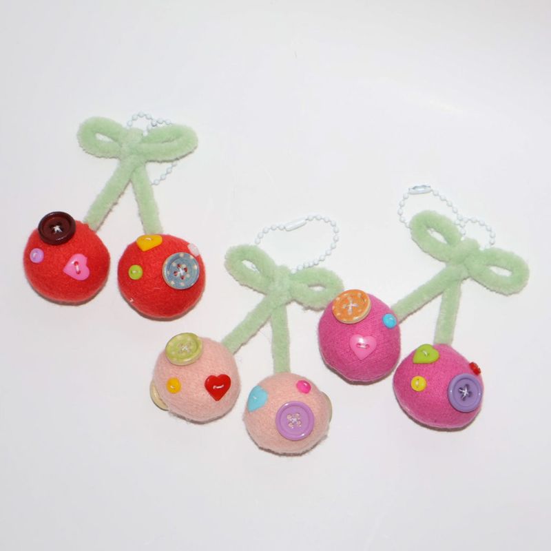 【MADE】BUTTON CHERRY KEYRING-PINK