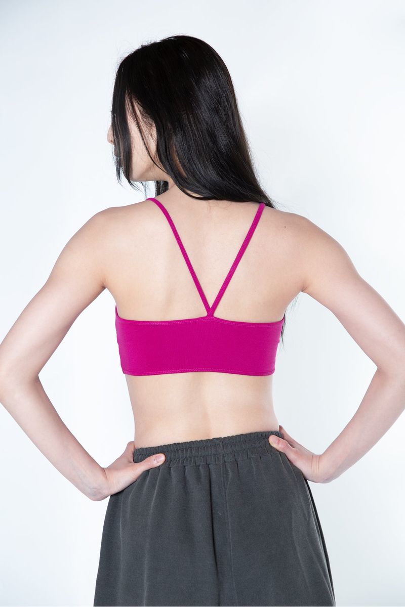 Back Tunnel Bra Top (Magenta pink)