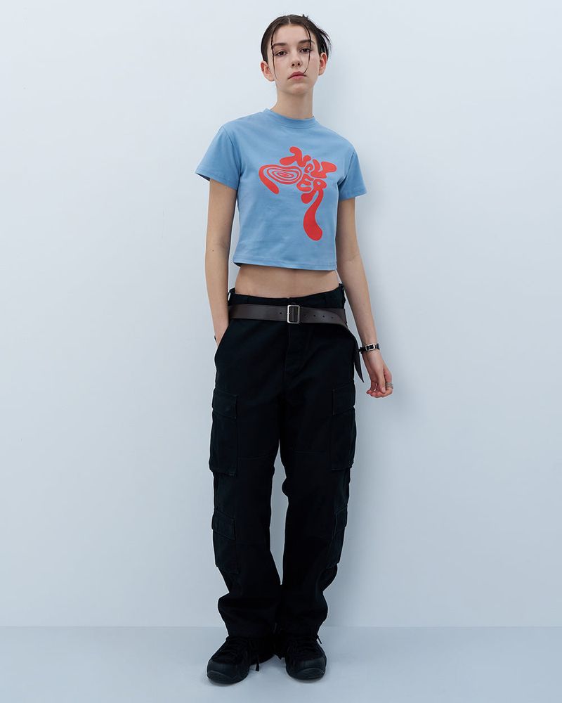TWISTED LOGO CROP TSHIRT-BLUE