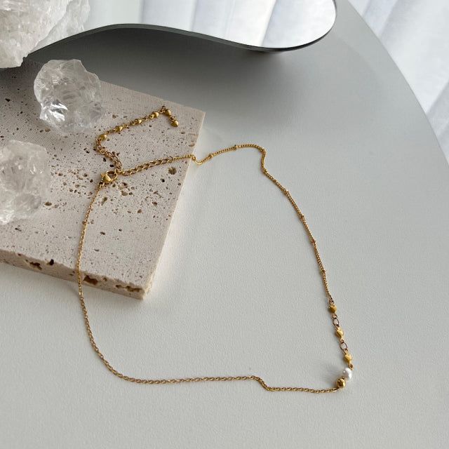 go Innocent pearl heart two-way y guest look necklace(Gold color)