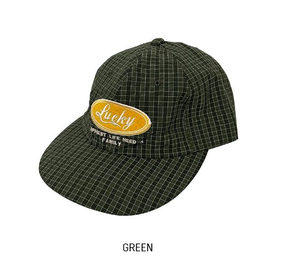 Lucky Lettering Two-Tone Check Camp Cap